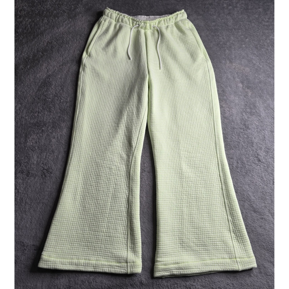 Nike Tech Sportswear Pants Womens XS Green Neon Flare Waffle Knit CT0884